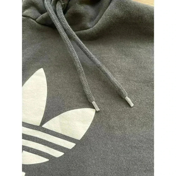 Adidas Hoodie Black Trefoil Logo Graphic Pullover Sweatshirt Athletic Men's L - Picture 5 of 9